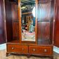 Edwardian Mahogany Inlaid Wardrobe / Armoire with Mirror & Drawers