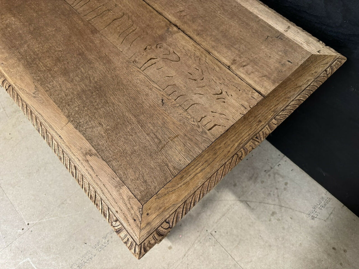 French Bleached Oak Carved Writing Desk