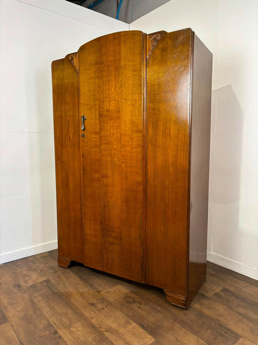 Vintage Badged Lebus Oak Double Wardrobe