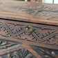 Antique Victorian tudor oak hand carved green man bureau dest chest drawers in