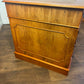 Reproduction Yew Wood Pedestal Desk with Brown Leather Inset