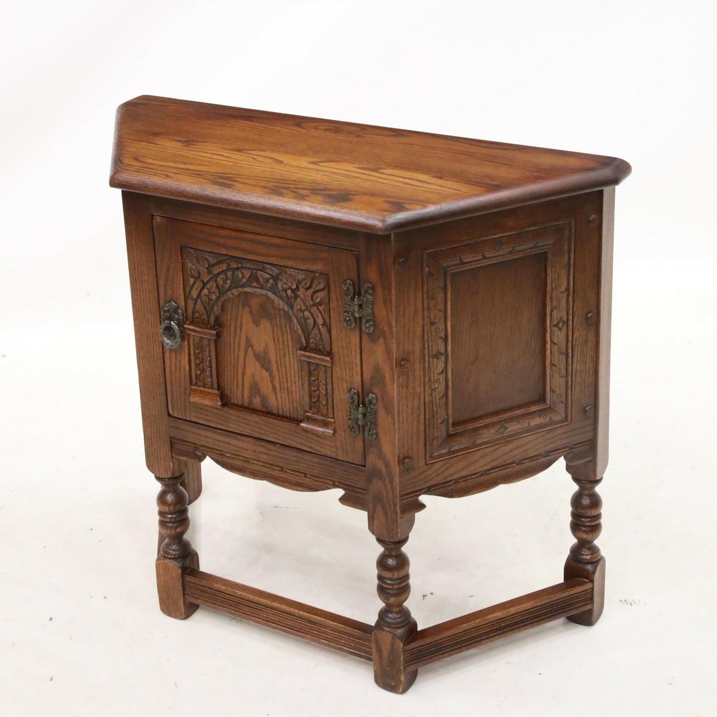 Old Charm Canted Table With Cupboard Finished In Tudor Brown FREE UK Delivery*. SBR9211/0506D