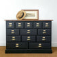 4ft Apothecary haberdashery "style" merchant bank chest of drawers sideboard Solid pine ebonized black x13 drawers