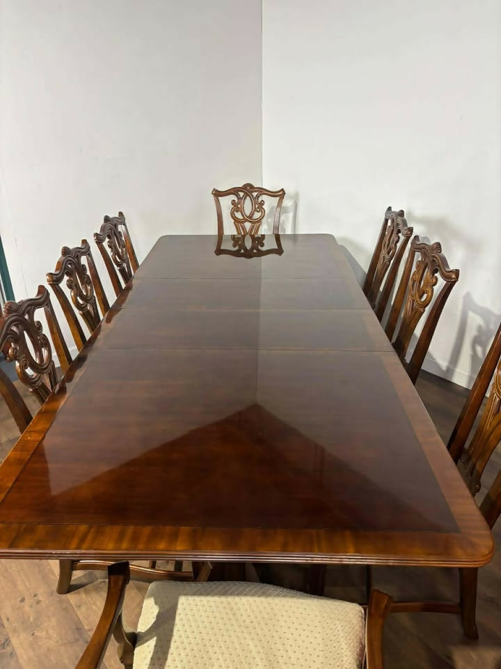 Reproduction Mahogany Twin Pedestal Dining Table Suite