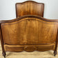 Bed Antique French Style Double Bed Frame Walnut Carved Headboard LOT 6407