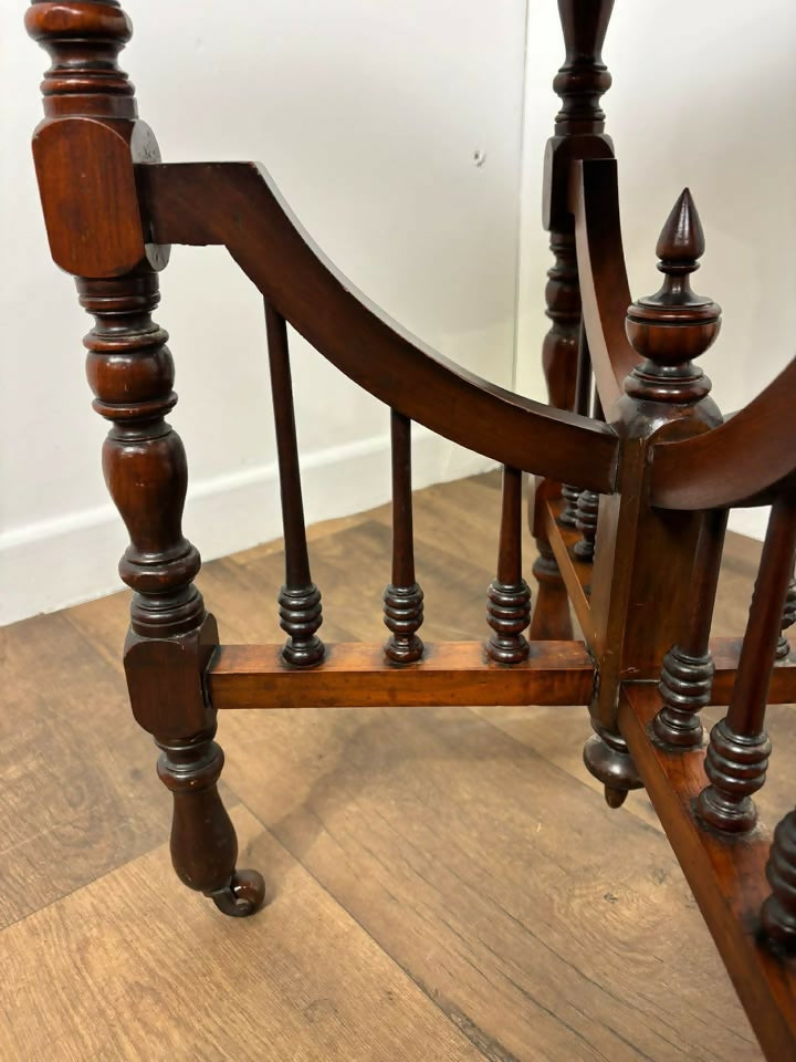 Edwardian Red Walnut Octagonal Window Table on Castors
