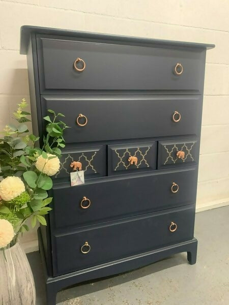 Stag Minstrel Chest Of Drawers Tall Boy Mid Century Painted Bespoke Upcycled – Choose Your Colour