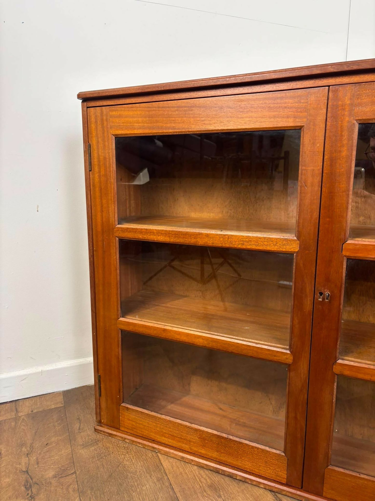 Mid-Century Glazed Teak Bookcase Cabinet
