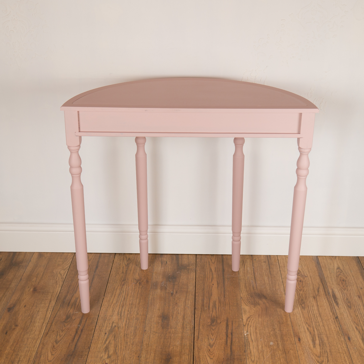 Blush Pink Demi Lune Console Table | Vintage Upcycled Half Moon Hallway Table