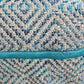 Long, Low Footstool, Restored and Reupholstered in Top Quality Woven Fabric.Teak wood feet. Newly Reupholstered.