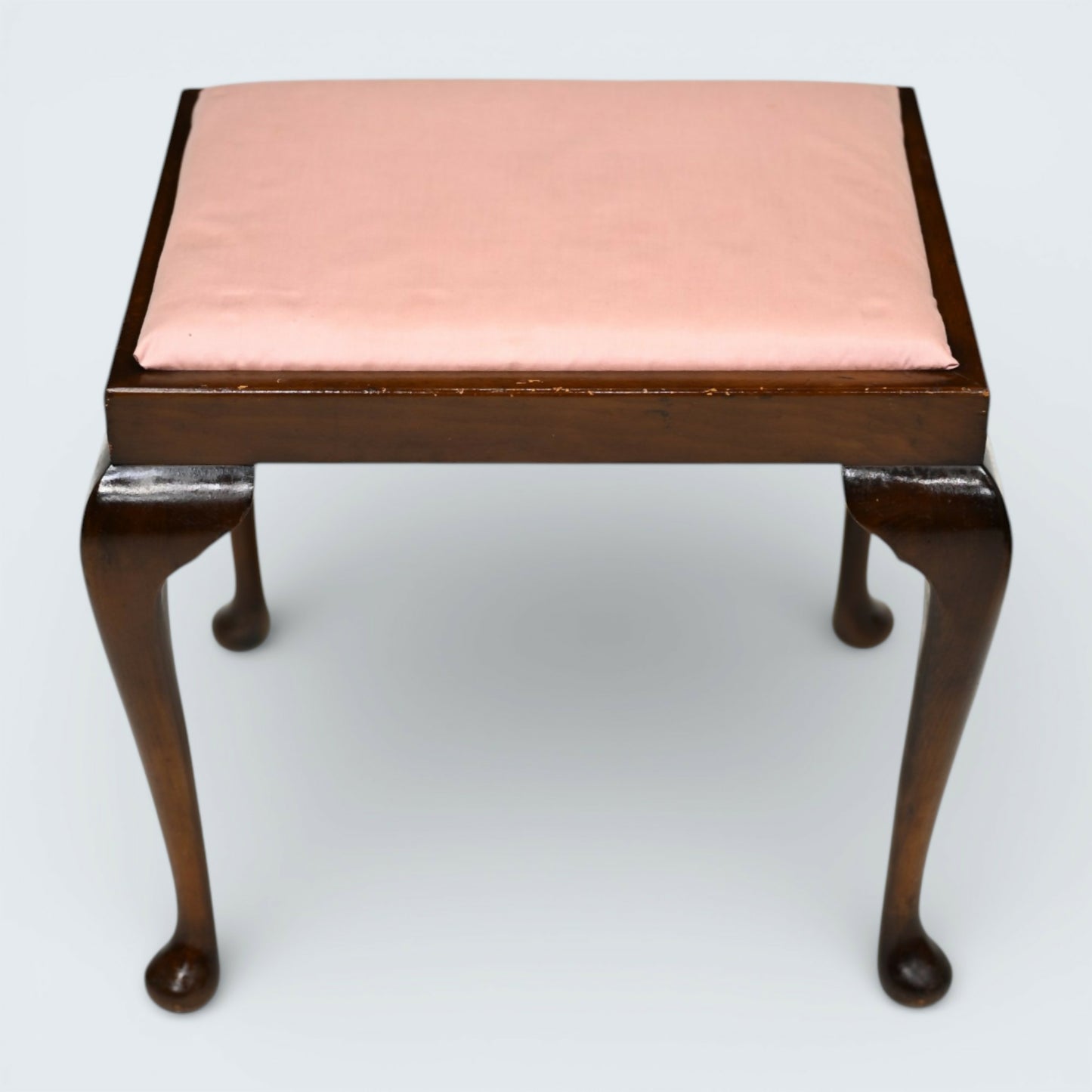 Vintage Dressing Table Stool Queen Anne Style Mahogany Pink FREE UK Delivery