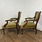 Pair Of Victorian Rosewood Inlaid Armchairs with Green Velvet Upholstery