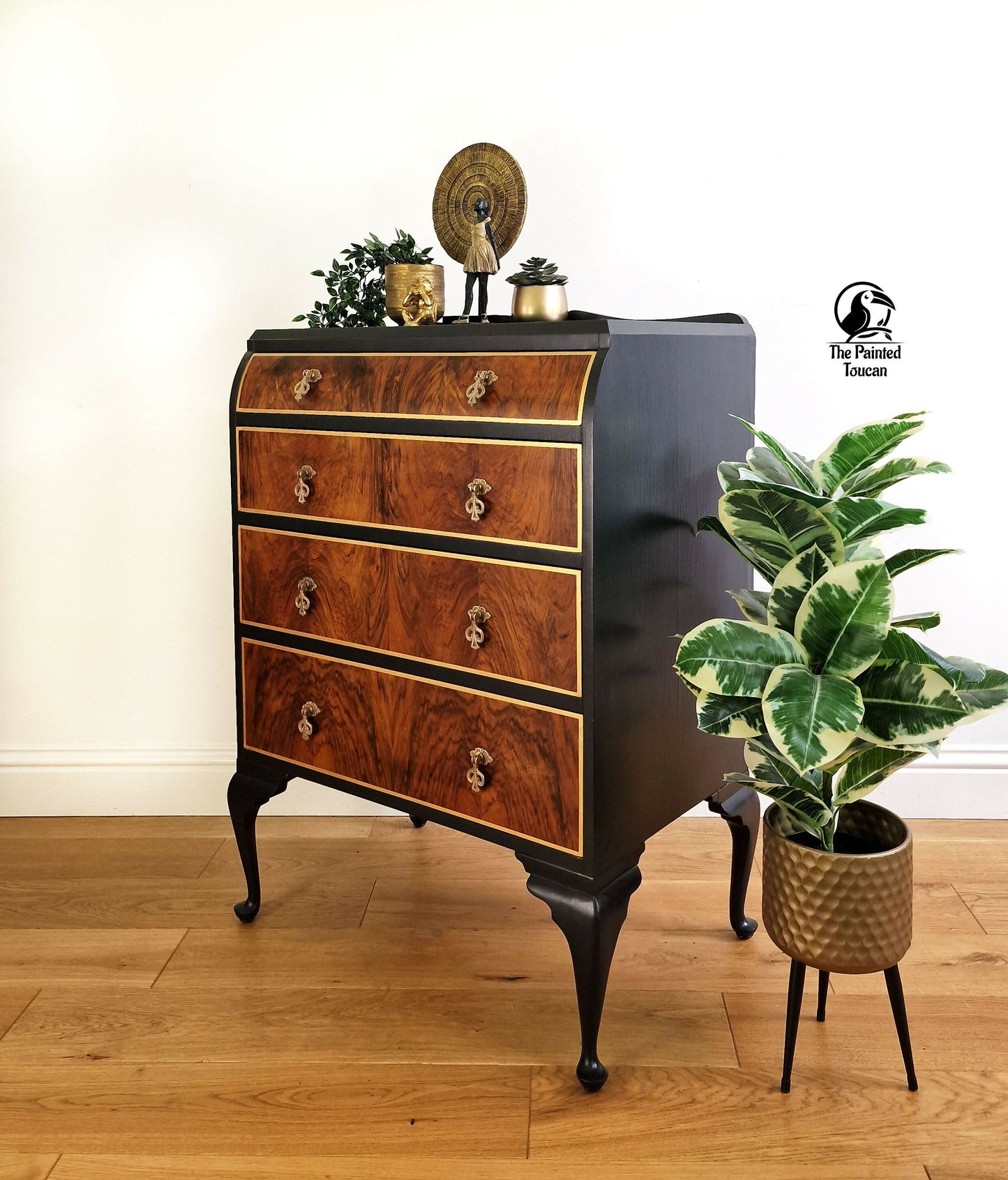 Tall Art Deco Walnut Chest of Drawers