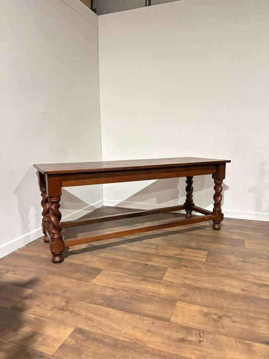 Large Early 20th Century Barley Twist Oak Preparation Table