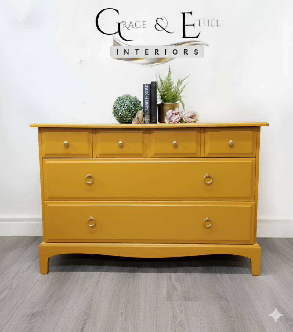 Stag minstrel chest of drawers in mustard