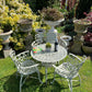 White Love Seat Patio Set with Bench in Pebble Grey