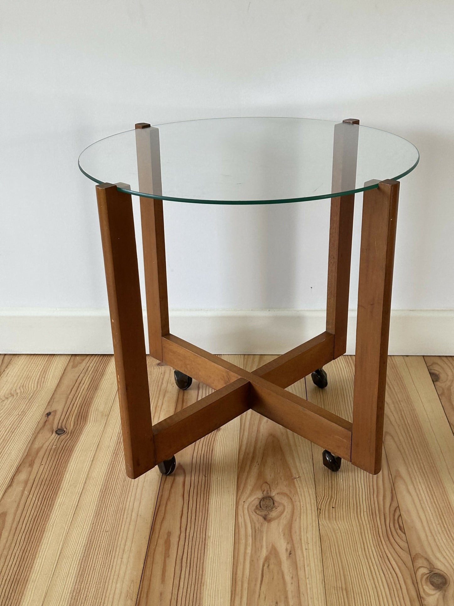 Mid Century Vintage Glass Side Coffee Table Minimalist