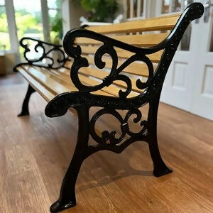 Fully Restored Cast Iron Garden Bench with Oiled Oak Slats