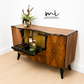 Refurbished Burr Walnut and Black Stonehill Art Deco Cocktail Cabinet, Drinks Cabinet, Vintage Sideboard, Gin Bar