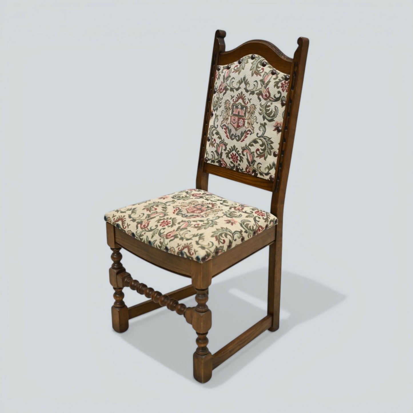 6 Old Charm Premium Dining Chairs Light Oak Studded Upholstery FREE UK Delivery*
