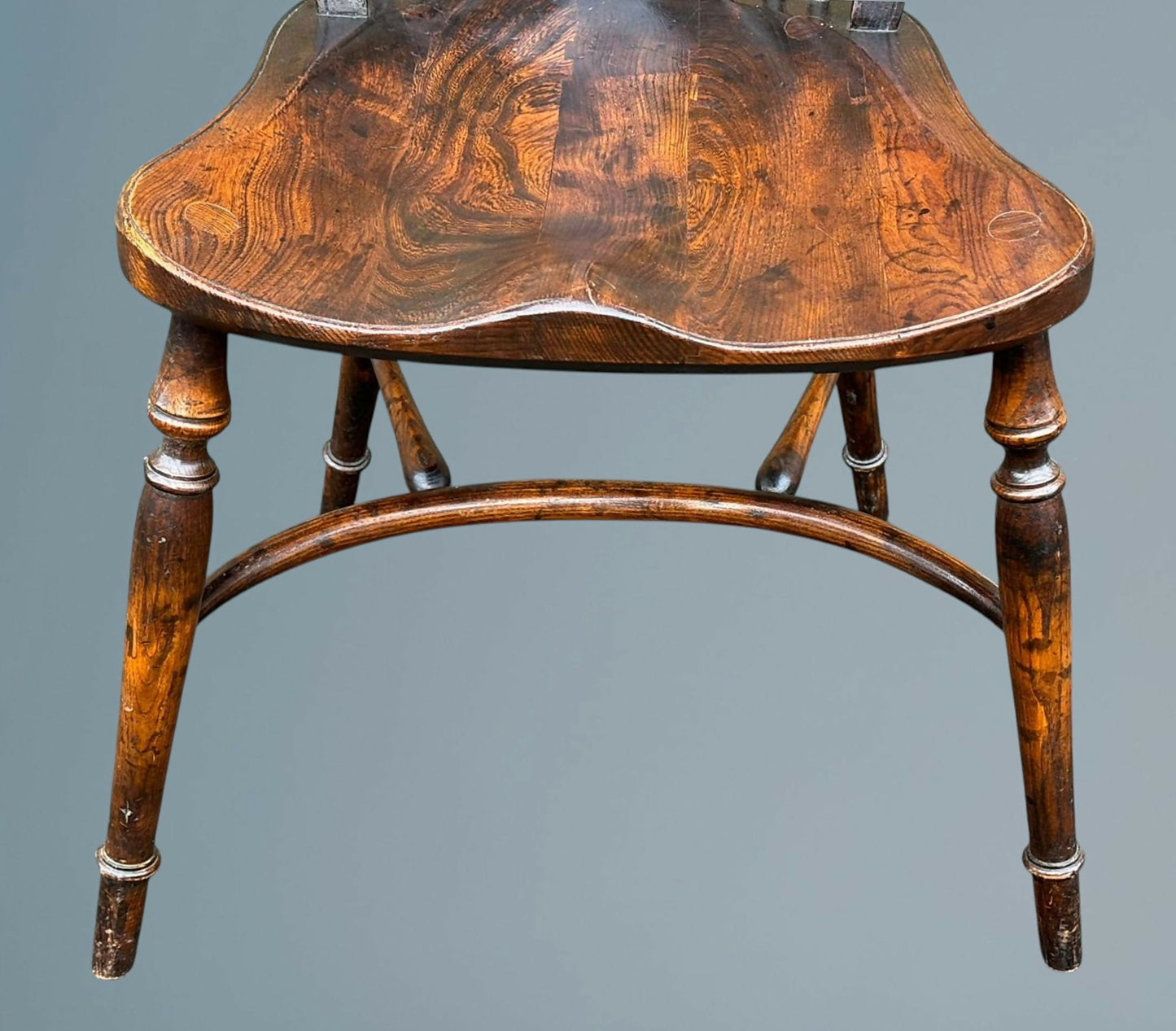 Set of Four Elm Wheel Back Windsor Chairs