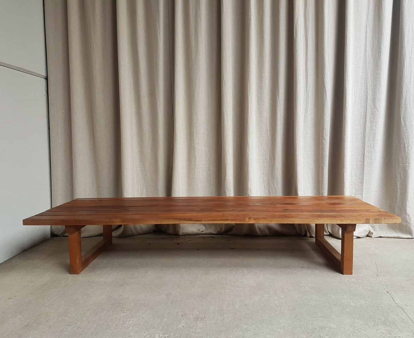 Vintage Mid Century Danish Pine Slatted Bench Seat Coffee Table Scandi Retro R477