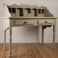 Upcycled French Country Writing Desk, Dried Sage Finish, Pigeonhole Storage