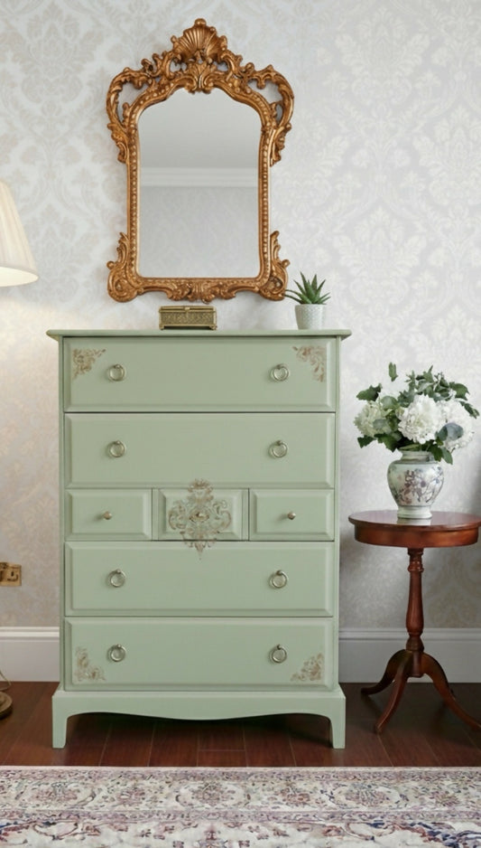 Stag Minstrel Pale Green Chest of drawers