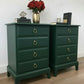 Stag minstrel bedside cabinet in dark green
