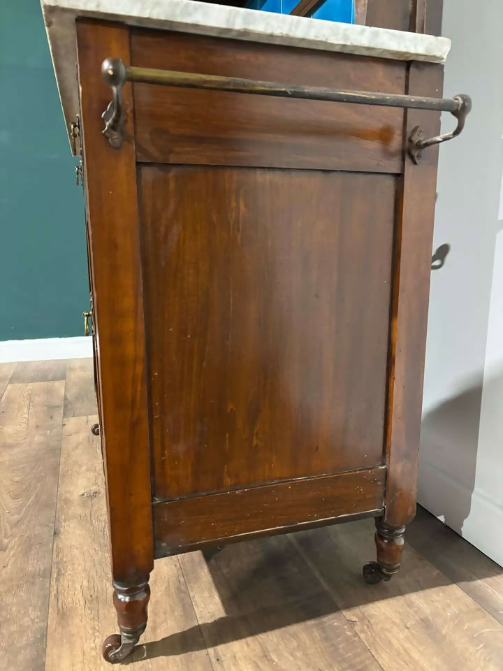 Edwardian Marble Top Washstand with Blue Tiles1