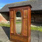 Antique Edwardian Mahogany Inlaid Mirrored Wardrobe With Drawer
