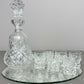 Carafe Set Vintage Style Crystal Cut 6 Shot Glasses and Tray LOT 6436