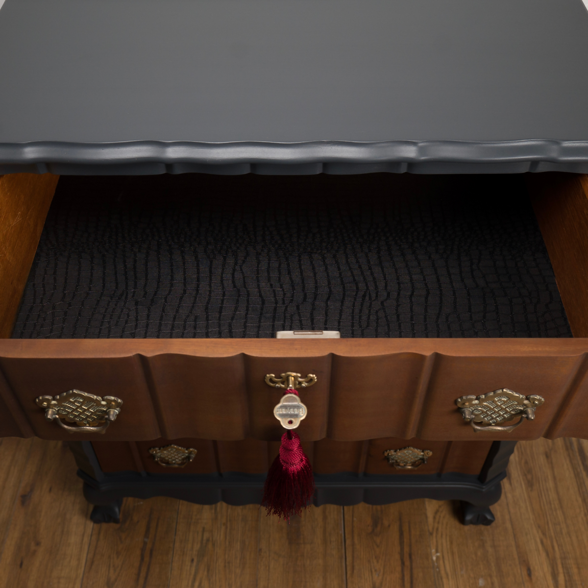 Upcycled Vintage Chest of Drawers | Black & Walnut | South African Furniture
