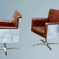 Two Hand Dyed Brown Leather Aviators Swivel Captains Chairs