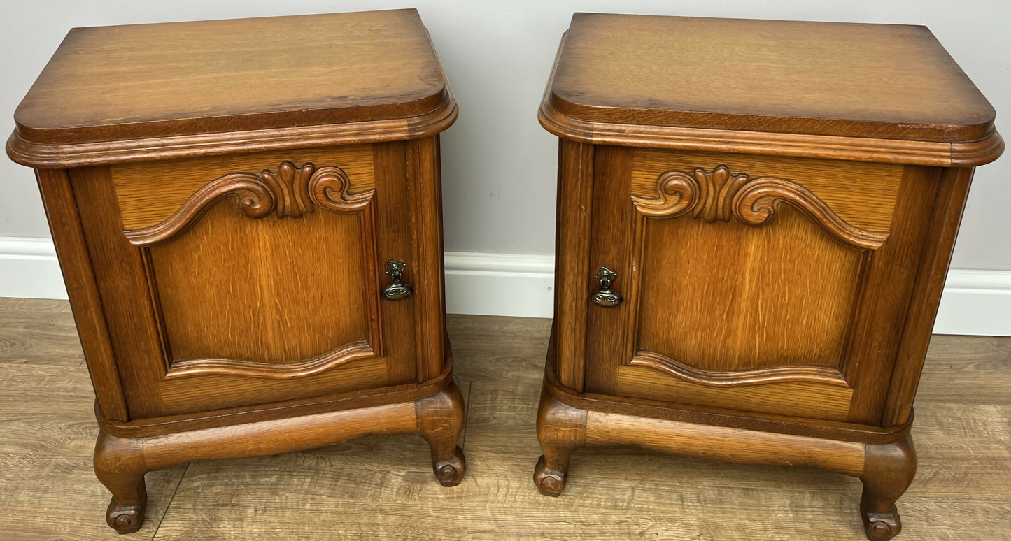 Pair of Bedside Tables Vintage French Louis Style Nightstands Cabinets LOT 6216