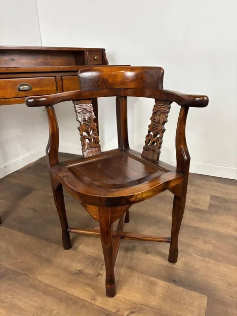 Reproduction Oriental Style Writing Table With Matching Corner Chair
