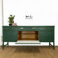 Large Vintage Nathan Sideboard in deep forest Green, mid century drink cabinet, TV stand, media unit