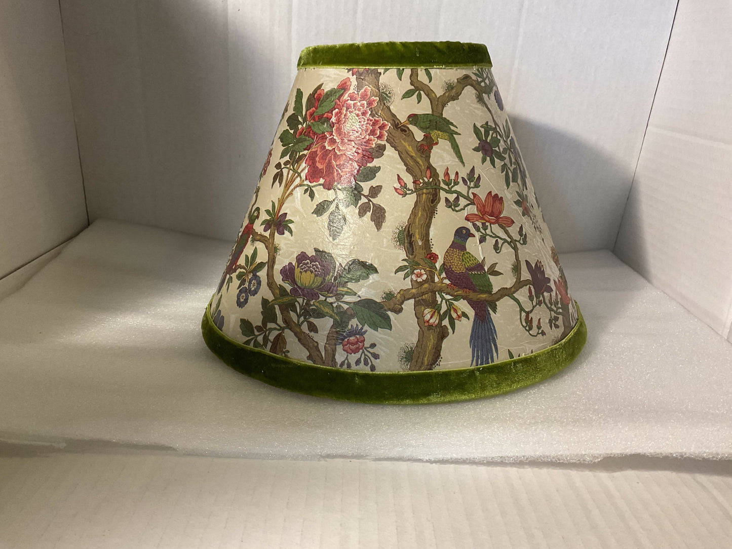 Decoupage and velvet Chinoiserie Lampshade