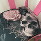 Antique Upcycled Corner Chair with Skull & Flower pattern seat