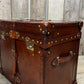 Antique Leather Luxury Campaign Style End Table Trunk Drawing Room Home Decor Furnishings