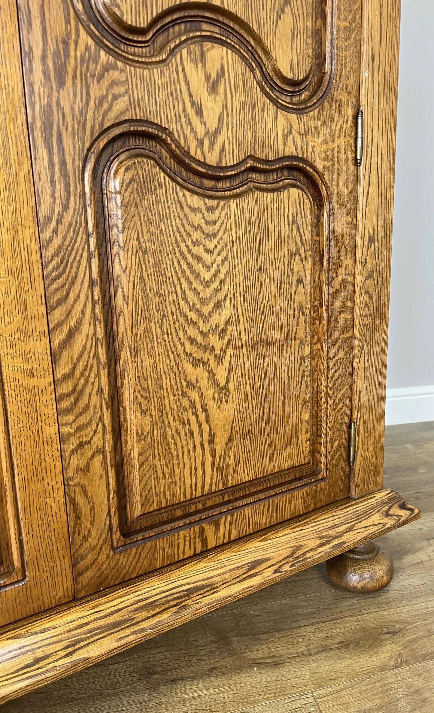 Wardrobe Vintage French Style Oak Five Door Carved Armoire Cabinet LOT 6111