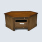 Old Charm TV Stand Linenfold Leaded Glass Doors Light Oak FREE UK Delivery*