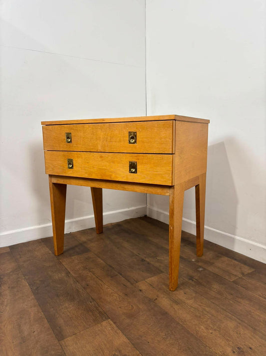 Vintage Golden Oak Two Drawer Chest