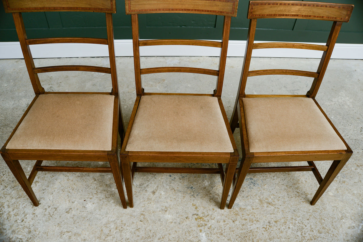 6 Edwardian Mahogany Dining Chairs with Drop in Seats