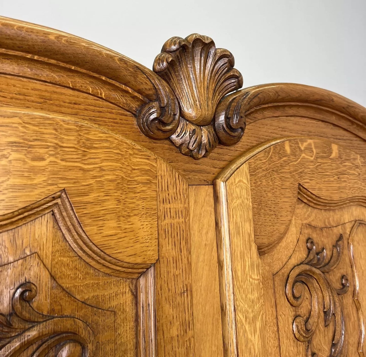 Wardrobe Vintage French Louis XVI Style Four Door Oak Carved Armoire LOT 4929