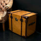 English handmade luxury leather trunk - hand dyed - steamer style