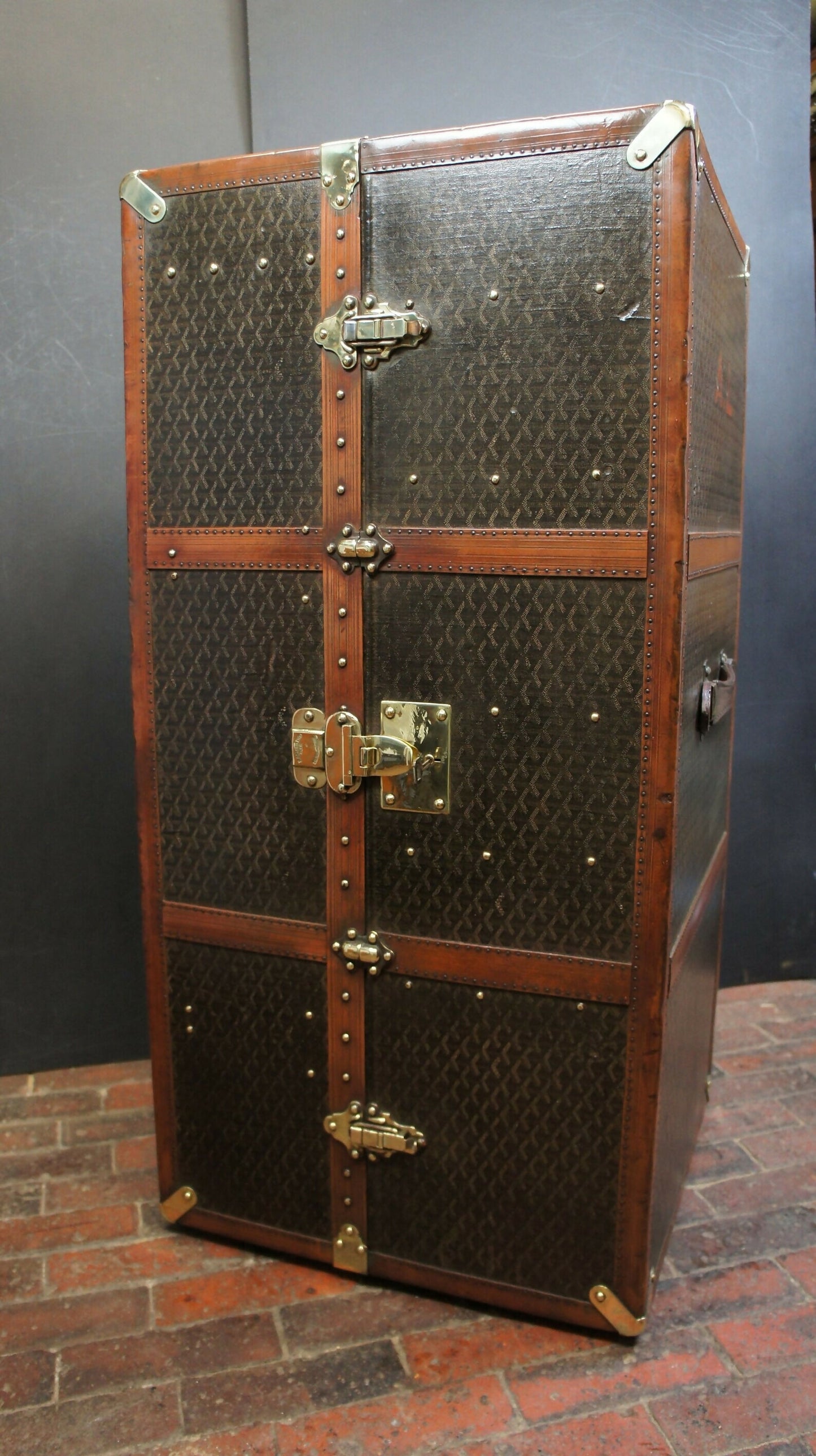 Luxury Antique Wardrobe Trunk by Goyard with Key