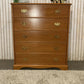 Vintage Stag Tallboy Chest – 5 Drawer Solid Wood Bedroom Storage, Retro Mid-Century Style