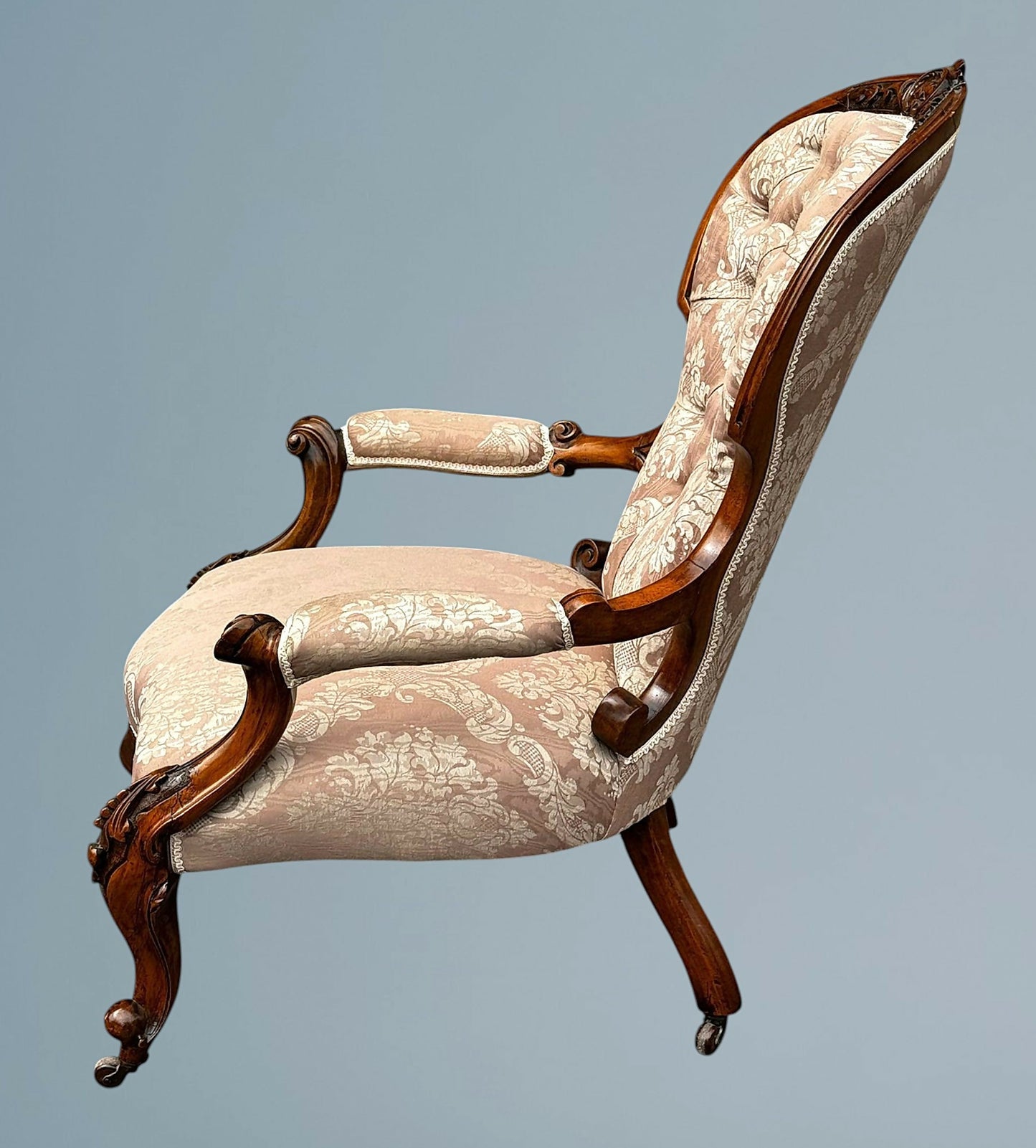 Victorian Walnut Open Armchair