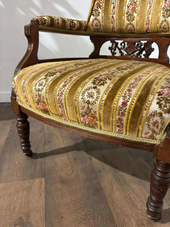 Edwardian Upholstered Walnut Tub Chair